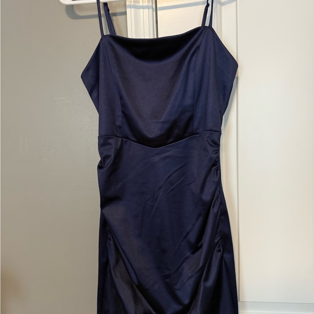 Emerald Sundae Midnight Blue Mini Satin Dress